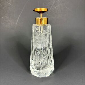 Moser Atomizer Perfume Bottle Intaglio Cut Floral Clear Glass Vintage